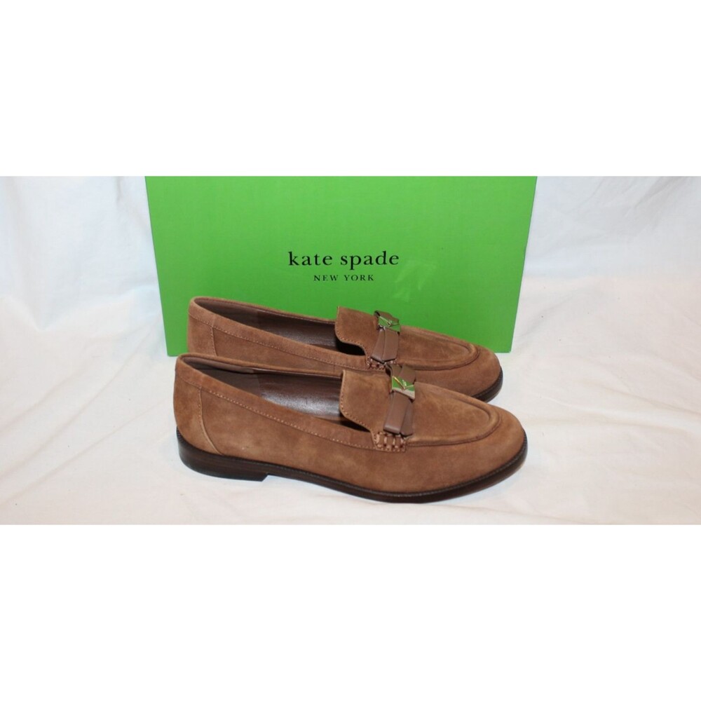Kate Spade New York Deco Bow Suede Loafer Size 6.5 B NIB CHOCOLATE BROWN